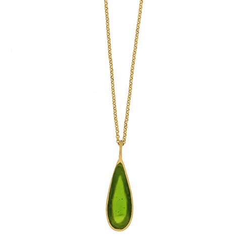 Green Tear Drop Bubbles 16 Inch Adjustable Pendant Necklace by Michael Michaud