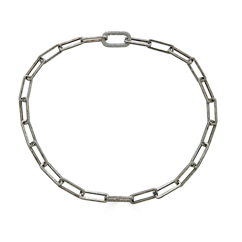 Silver Chunky Rectangle Paperclip Necklace by Loni Paul