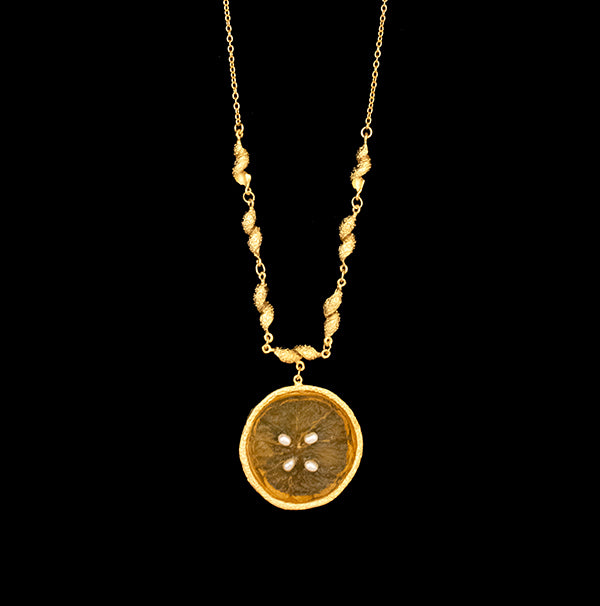 Citrus 16 Inch Adjustable Large Orange Pendant Necklace by Michael Michaud