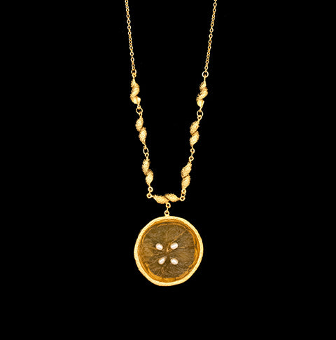 Citrus 16 Inch Adjustable Large Orange Pendant Necklace by Michael Michaud