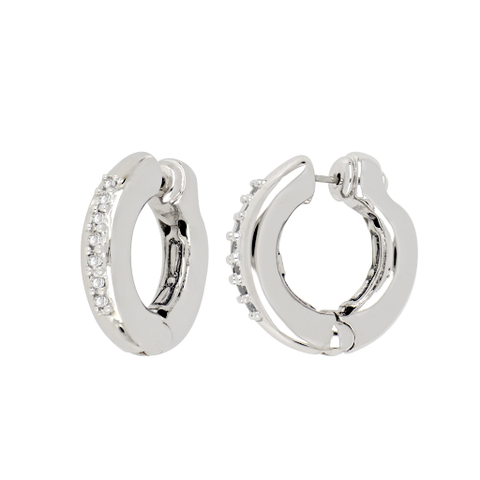 Ciclo D'Amor Collection Rhodium and Pavé Large Huggie Earrings by John Medeiros