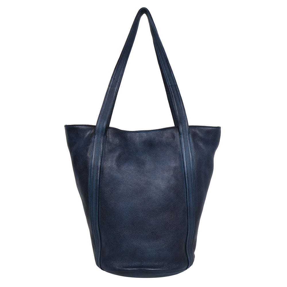 Kent Leather Tote in Indigo