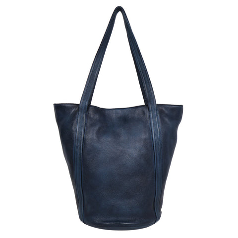 Kent Leather Tote in Indigo