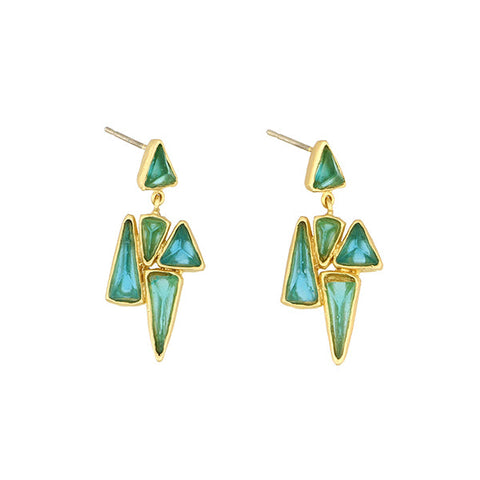 Teal and Turquoise Trinity Statement Post Earrings  by Michael Michaud