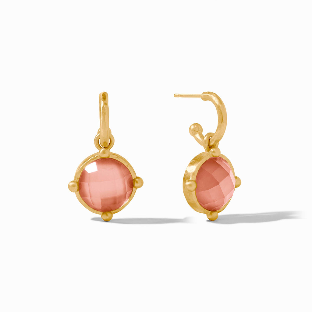 Honeybee Hoop and Charm Earrings in Iridescent Melon by Julie Vos