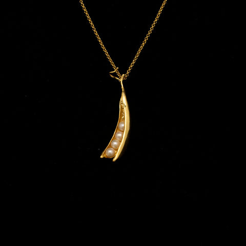 Pea Pod 4 Pearl 16 Inch Adjustable Pendant Necklace by Michael Michaud