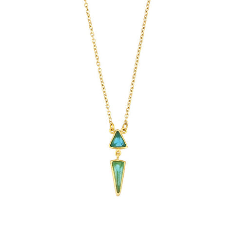Teal and TurquoiseTrinity 16 Inch Adjustable Dangle Pendant Necklace by Michael Michaud