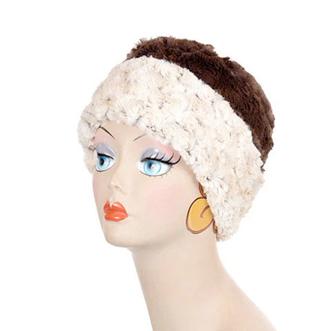 Rosebud In Brown with Cuddly Chocolate Cuffed Pillbox Hat Large