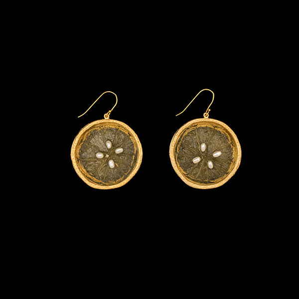 Citrus Large Lemon Wire Earrings by Michael Michaud