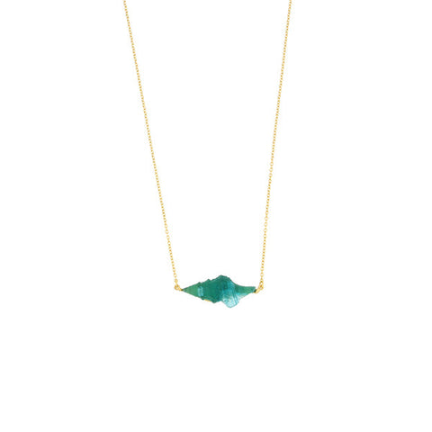 Teal Spiral Shell 16 Inch Adjustable Bar Necklace by Michael Michaud