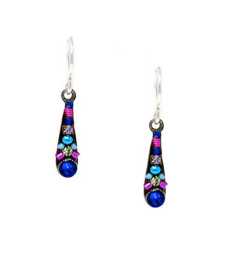 Royal Blue Camelia Small Drop Earrings by Firefly Jewelry