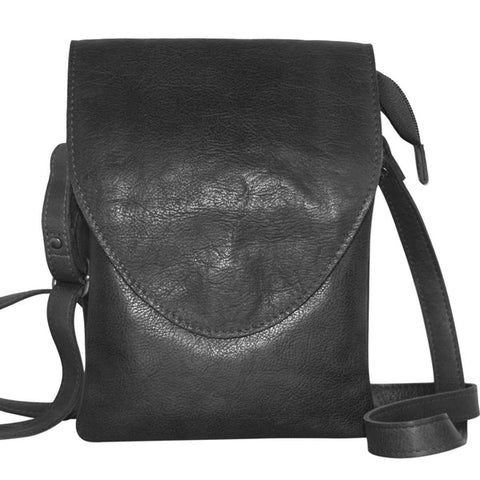 Pippa Leather Crossbody in Black