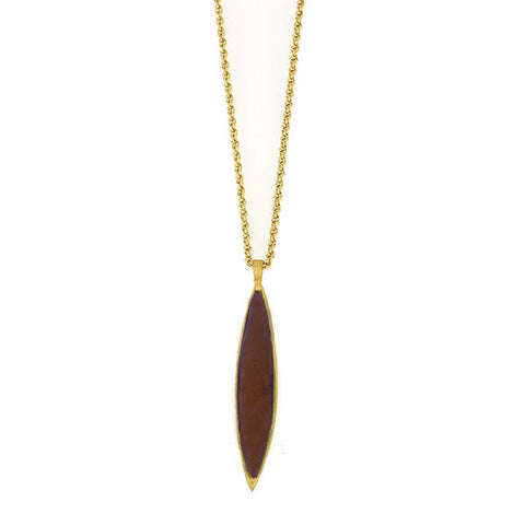 Eucalyptus 28 Inch Adjustable Long Leaf Pendant Necklace - Dark Purple by Michael Michaud