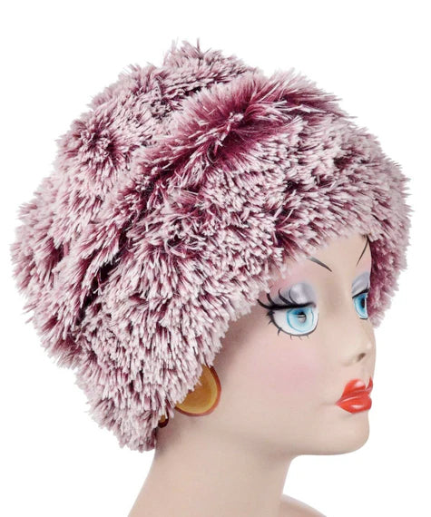 Berry Foxy with Cuddly Ivory Luxury Faux Fur Beanie Large