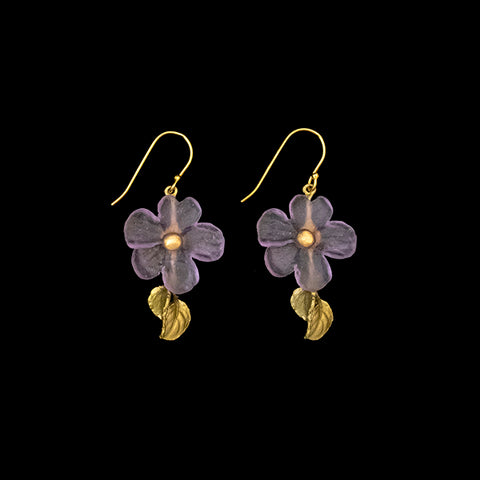 Impatiens Wire Earrings in Purple by Michael Michaud