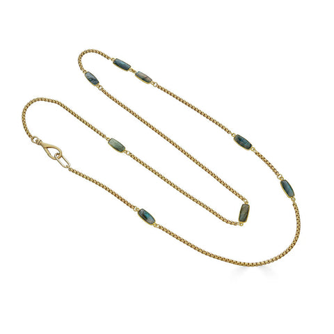 Labradorite Baguette Long Necklace by Loni Paul