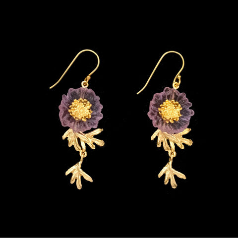 Purple Mum Wire Earrings by Michael Michaud