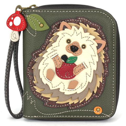 Hedgehog A Zip-Around Wallet in Olive by Chala