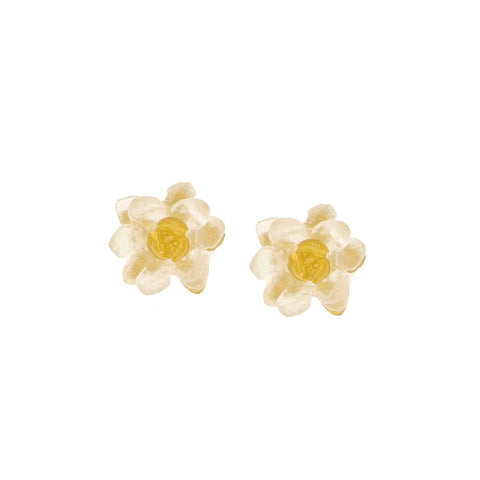 Water Lily Clear with Gold Post Earrings by Michael Michaud