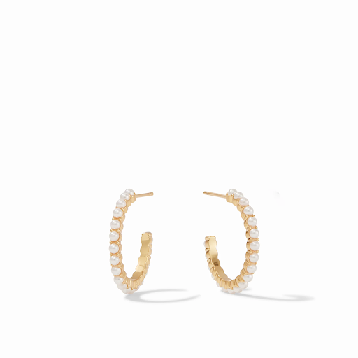 Juliet Hoop Gold Pearl Small Earrings by Julie Vos