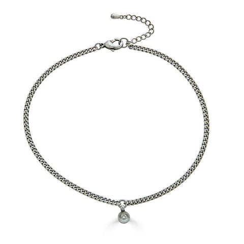 Silver Small Modern Crystal Necklace by Loni Paul