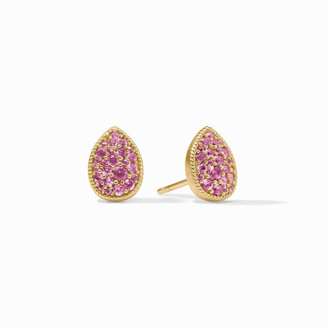 Pave Teardrop Stud Earrings in Pink Tourmaline by Julie Vos