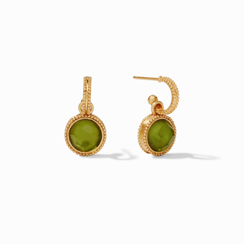 Fleur-de-Lis Hoop &amp; Charm Earrings in Iridescent Palmetto Green by Julie Vos