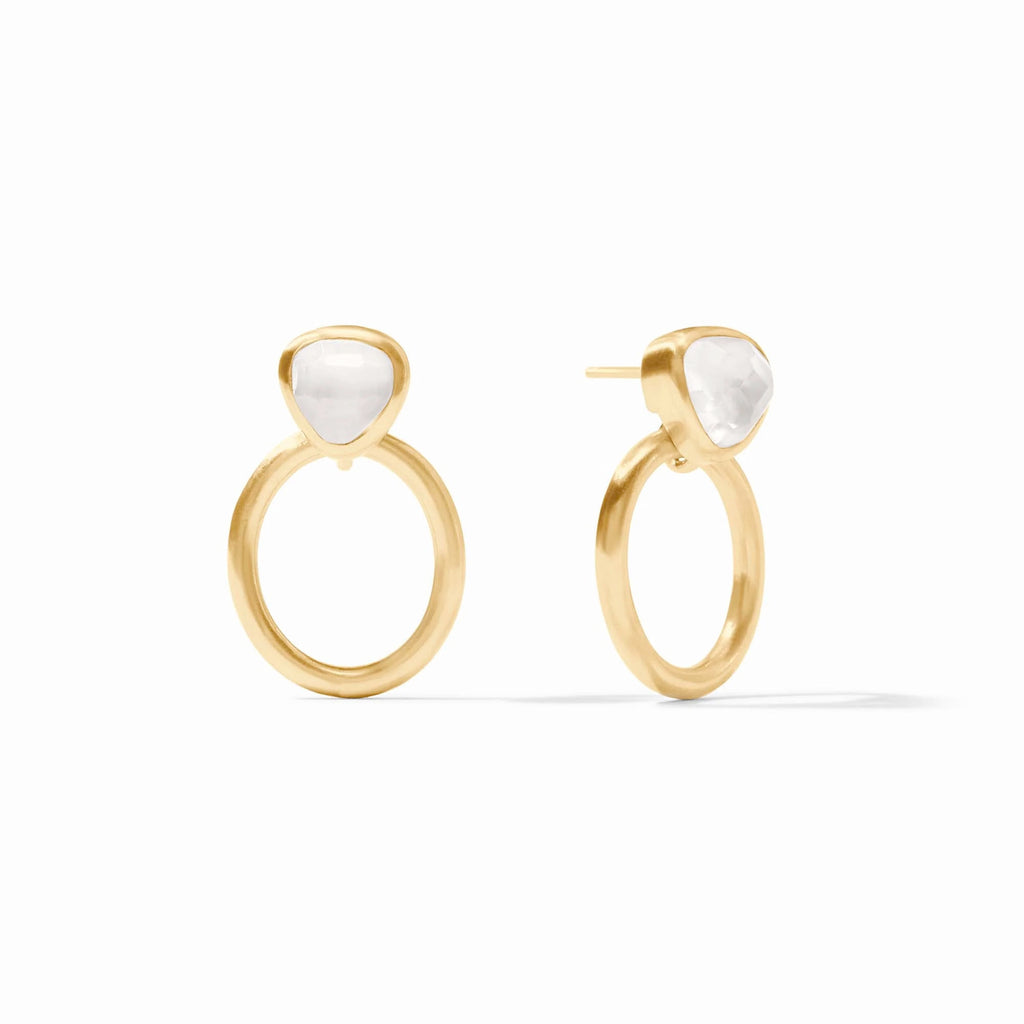 Aquitaine Demi Doorknocker Iridescent Clear Crystal Earrings by Julie Vos