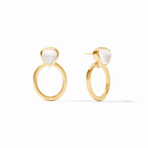 Aquitaine Demi Doorknocker Iridescent Clear Crystal Earrings by Julie Vos