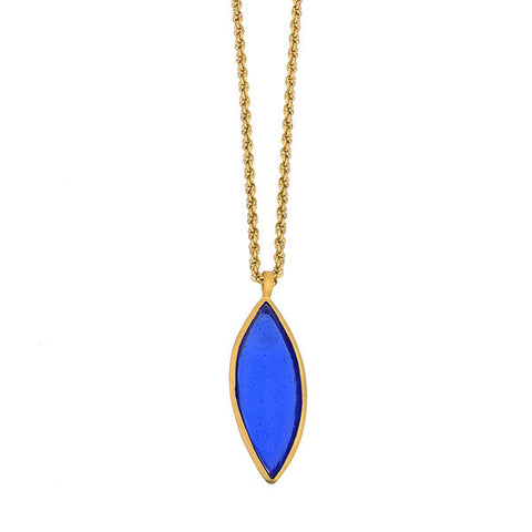 Marquise 24 Inch Adjustable Large Pendant Necklace - Cobalt by Michael Michaud