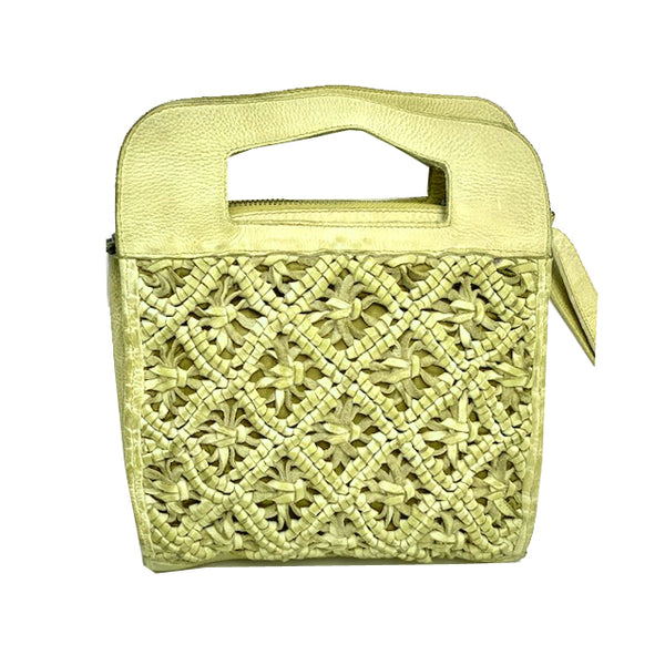Tess Leather Crossbody in Citron
