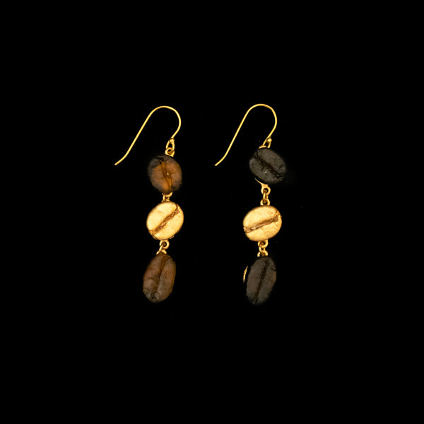 Roasted Coffee Bean Long Wire Earrings by Michael Michaud