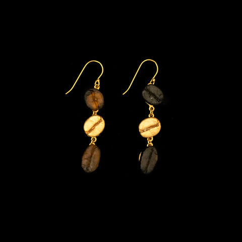 Roasted Coffee Bean Long Wire Earrings by Michael Michaud