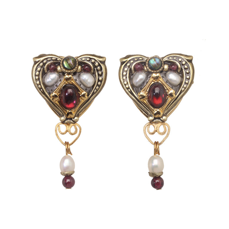 Heart Garnet, Purple Earrings