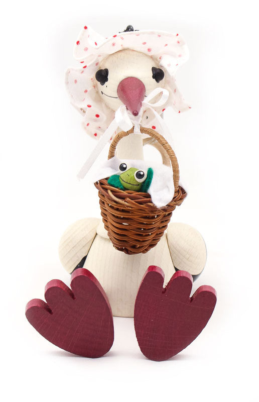 Stork With Baby Frog Handcrafted Wooden Jumpie