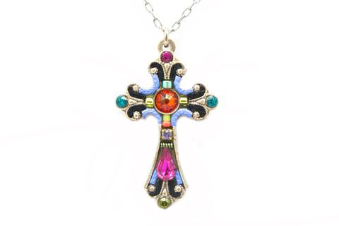 Multi Color Mosaic Cross Necklace by Firefly Jewelry
