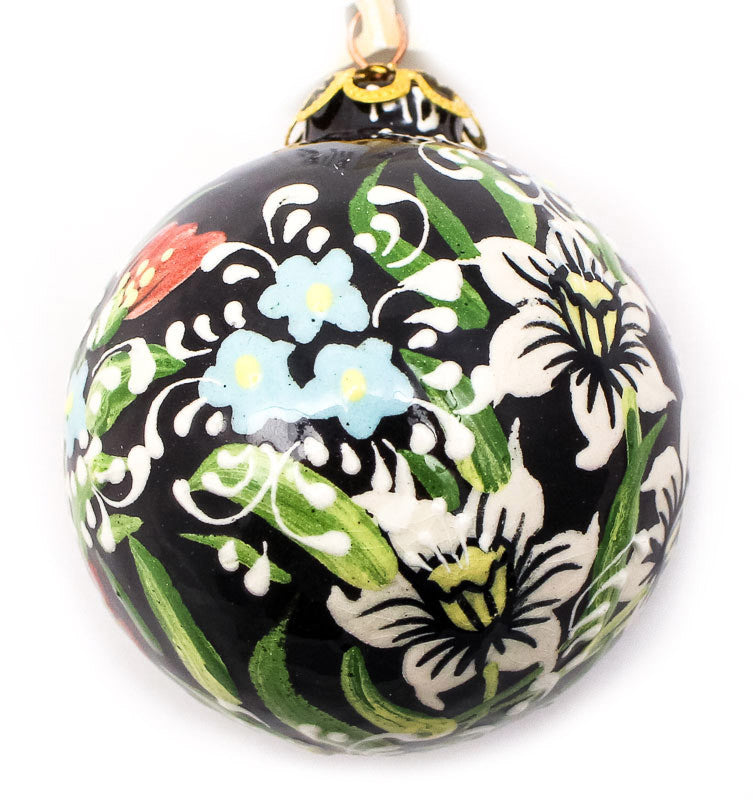 Country Flowers Small Bulb Ceramic Ornament