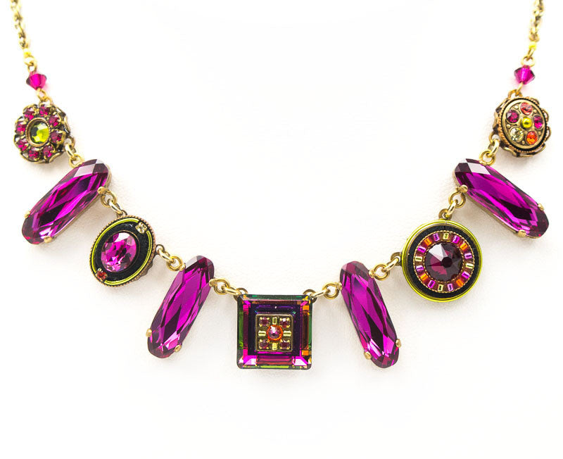 Ruby La Dolce Vita Oblong Crystal Necklace by Firefly Jewelry
