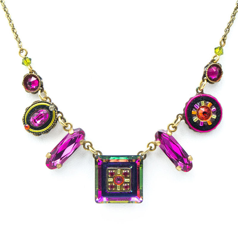 Ruby La Dolce Vita Mosaic Crystal Necklace by Firefly Jewelry