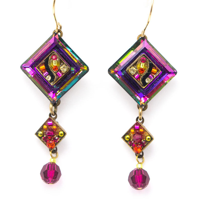 Ruby La Dolce Vita Crystal Diagonal with Dangle Earrings by Firefly Jewelry