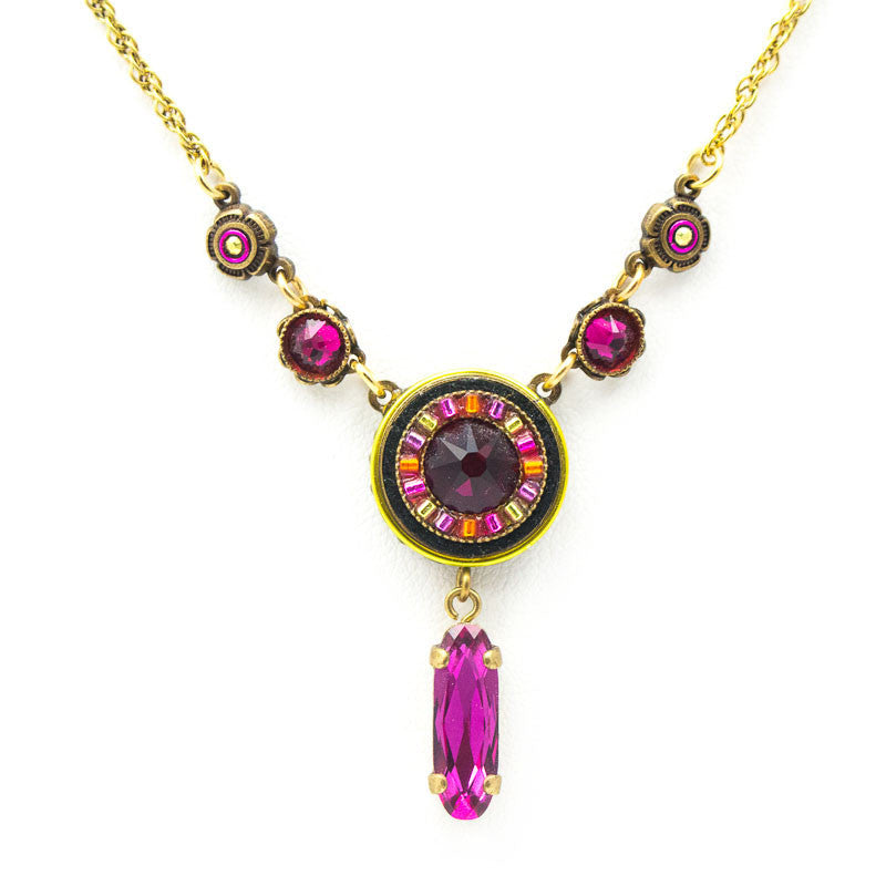Ruby La Dolce Vita Circle w/ Drop Necklace by Firefly Jewelry