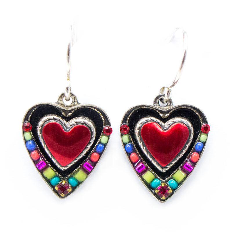 Multi Color Red Heart Earrings by Firefly Jewelry