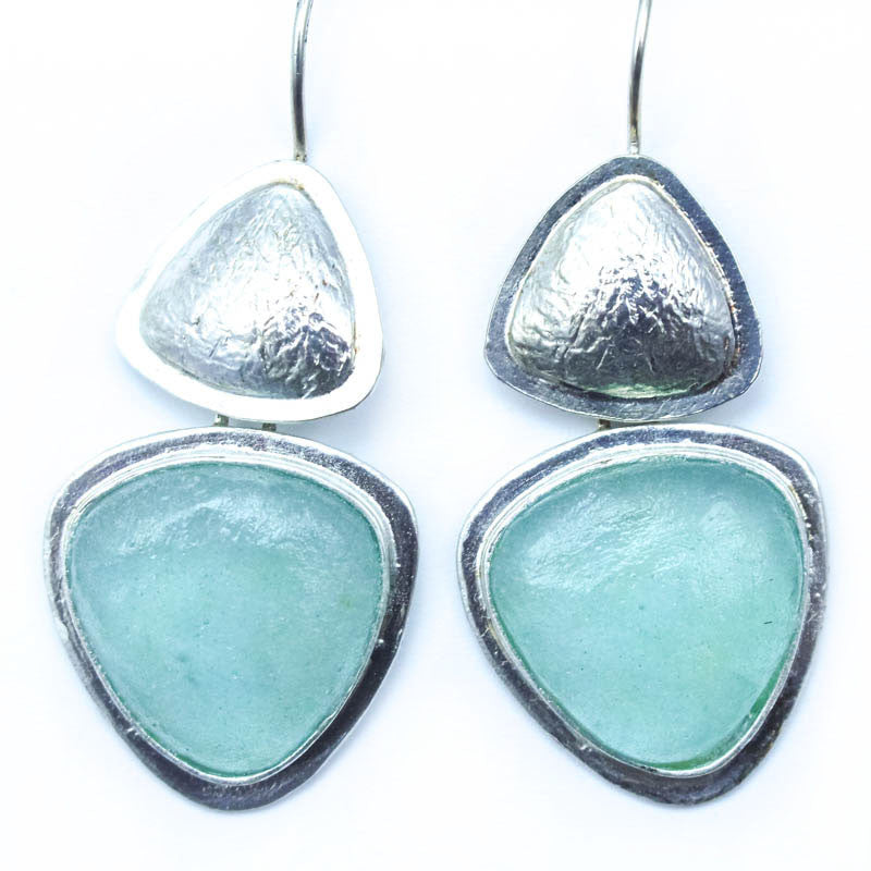 Abstract Triangle Washed Roman Glass Earrings