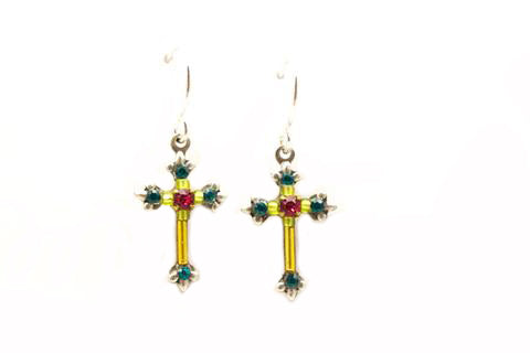Lime Dainty Cross Earrings by Firefly Jewelry