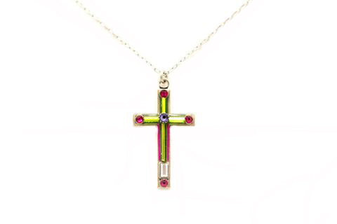 Lime Simple Large Cross Necklace by Firefly Jewelry