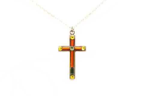 Tangerine Large Simple Cross Necklace by Firefly Jewelry