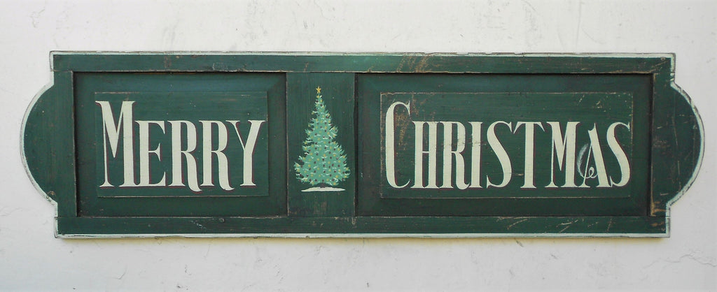 Merry Christmas on antique shutter Americana Art - 17x63