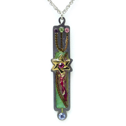 Emerald Beam Mezuzah Necklace