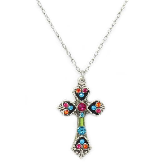Teal Medium Cross Necklace by Firefly Jewelry
