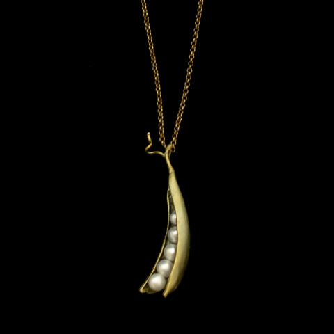 Pea Pod 18''Adj. 5 Pearl Pendant By Michael Michaud